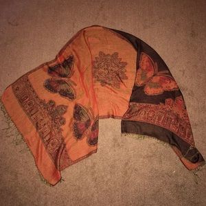 Red & Black Festival Butterfly Mandala Pashmina